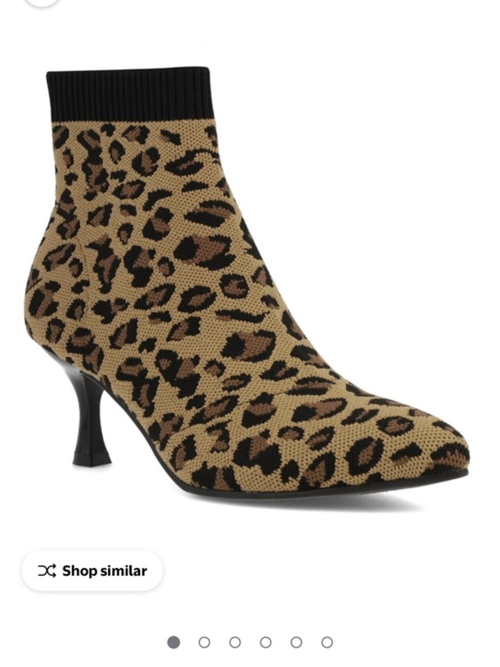 Leopard Print Knit Sock Bootie - Tan/Black